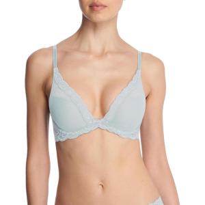 imageNatori Women Feathers Lace Plunge TShirt BraBlue Pearl