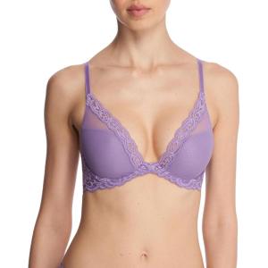 imageNatori Women Feathers Lace Plunge TShirt BraPurple Mist