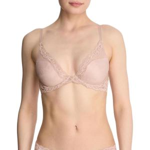 imageNatori Women Feathers Lace Plunge TShirt BraRose Beige LacePink Pearl