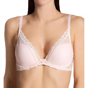 imageNatori Women Feathers Lace Plunge TShirt BraSheer Pink