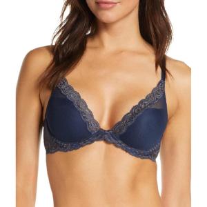 imageNatori Women Feathers Lace Plunge TShirt BraDeep NavyGraphite