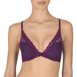 imageNatori Women Feathers Lace Plunge TShirt BraPurple OrchidWine