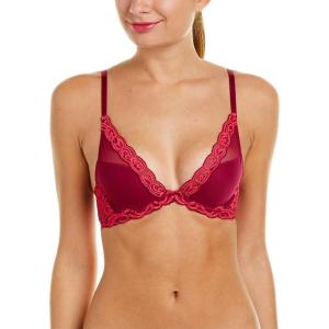 imageNatori Women Feathers Lace Plunge TShirt BraBoysenberryNeon Pink