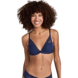 imageNatori Women Feathers Lace Plunge TShirt BraTrue Navy